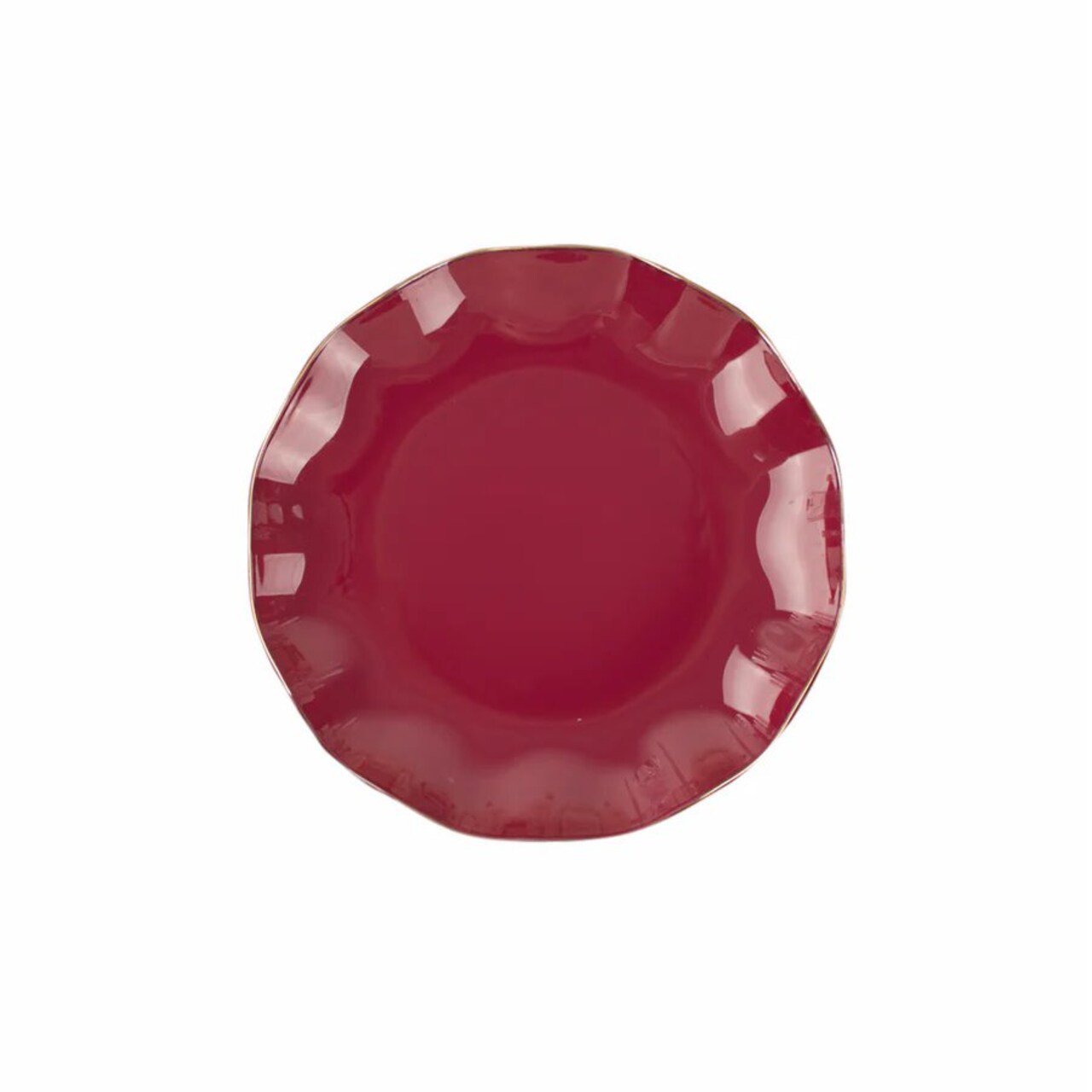 9" Round Disposable Salad Dinner Plastic Plates Gold Wavy Trim